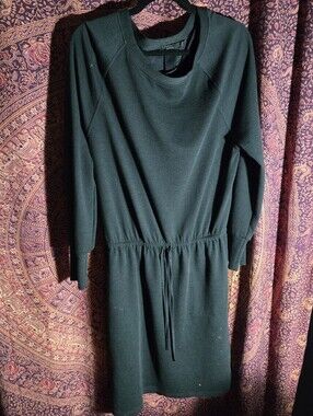 Prana Black Long Sleeve Drawstring Waist Dress